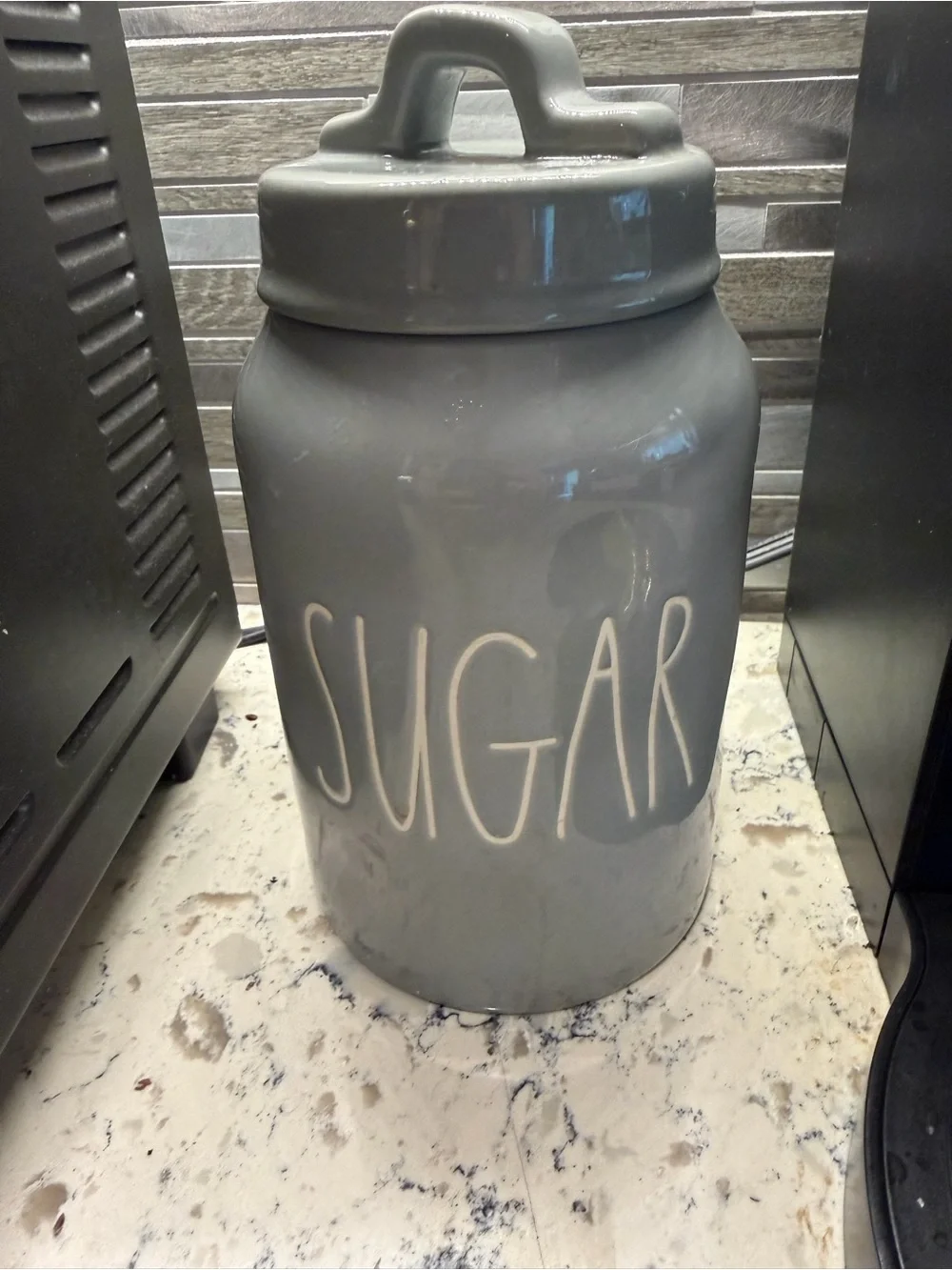 Rae Dunn Gray Ceramic Sugar Canister with Lid